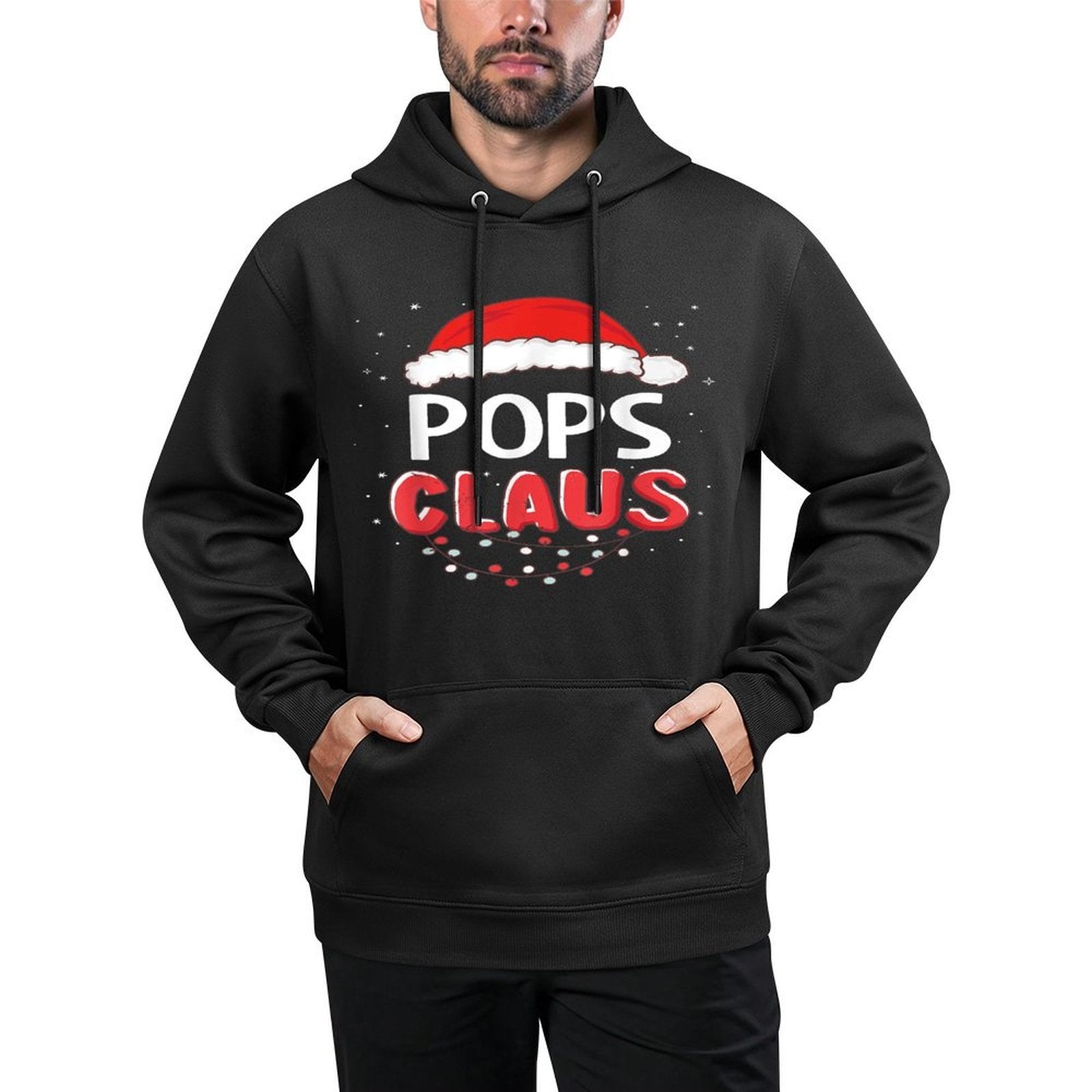 Pops Santa Claus Christmas Matching Costume Kangaroo Pocket Hoodie