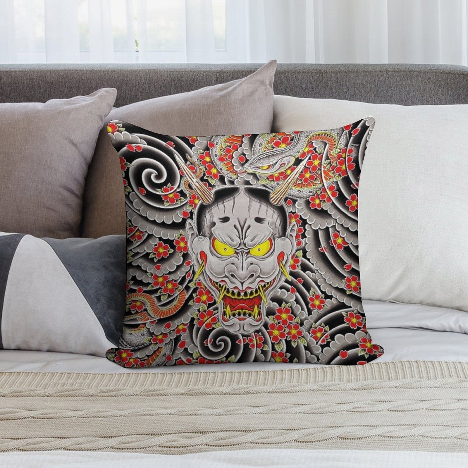 Goro Majima's Hannya  Yakuza 0 Soft Bedroom Essential Throw Pillow