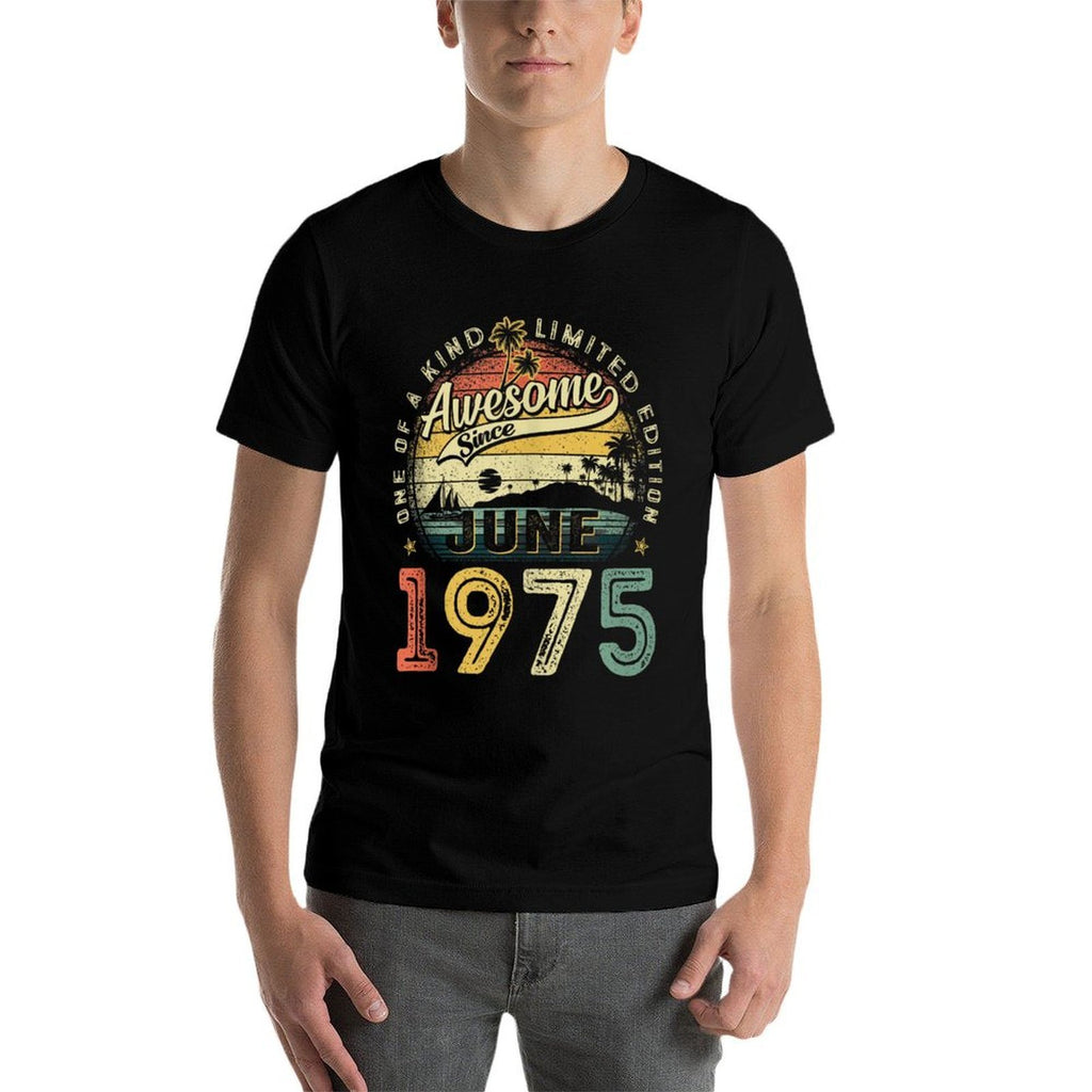 50 Years Old Vintage Made In June 1975 50th Birthday Men Dad  Polyester Blend T-Shirt