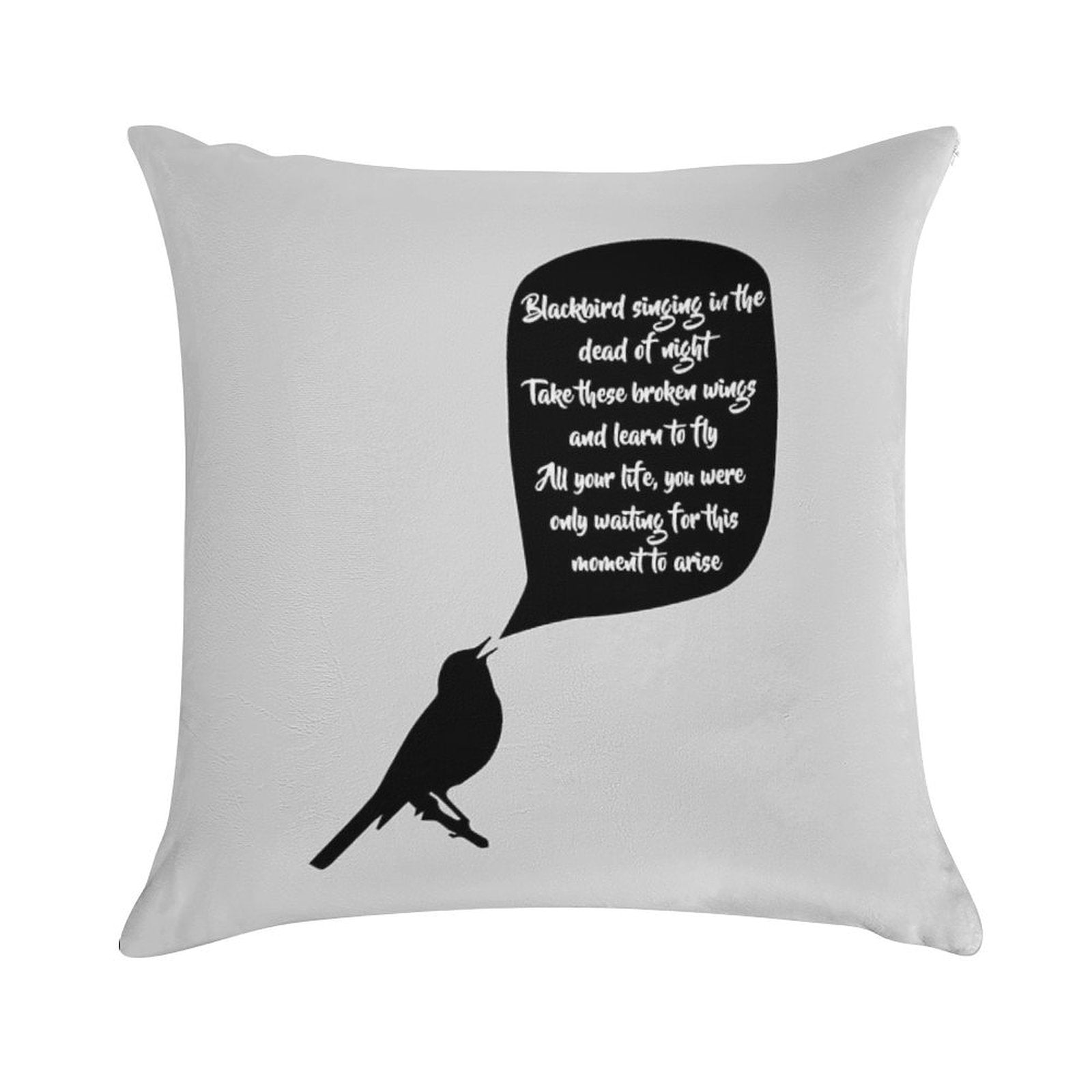 Blackbird Soft Short Plush Fabric Throw Pillow