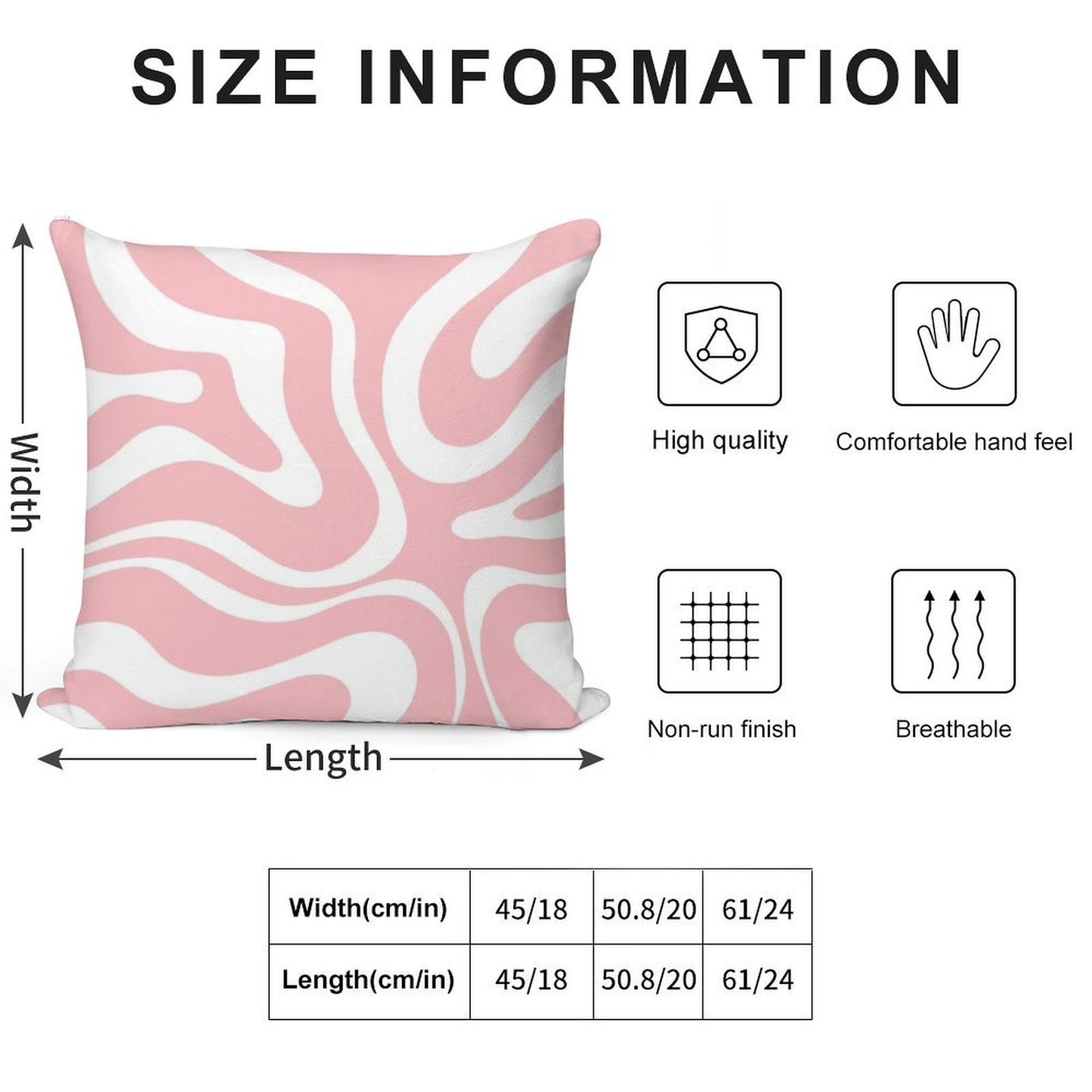 Retro Modern Liquid Swirl Abstract Pattern Square in Blush Pink And White Soft Home Decor Throw Pillow