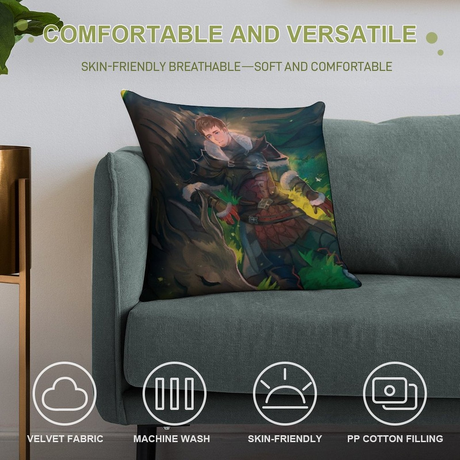 Ardbert & Seto Soft Shrink-Resistant Throw Pillow