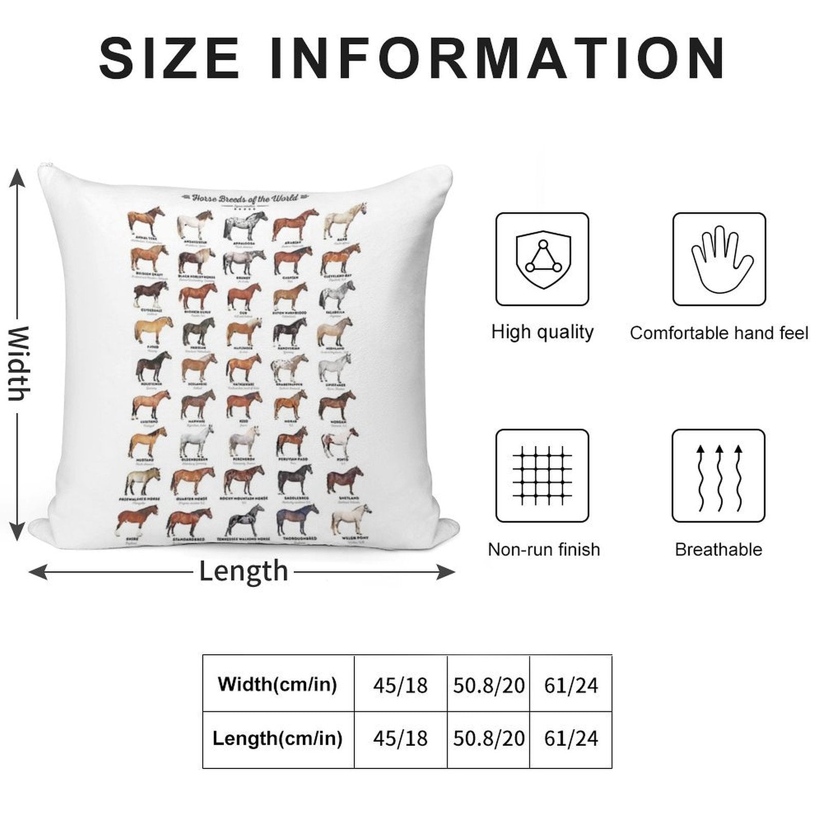 Horse Breeds Of The World Soft Skin-Friendly Throw Pillow