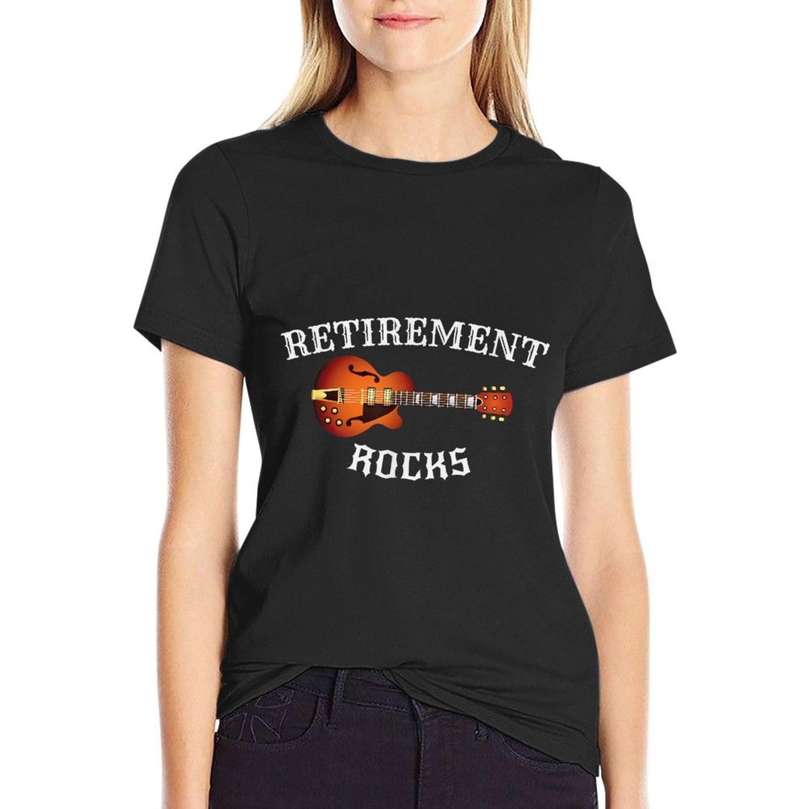 Retirement Rocks Acoustic Guitar Old Rockers Gift  Summer-ready Fabric T-Shirt