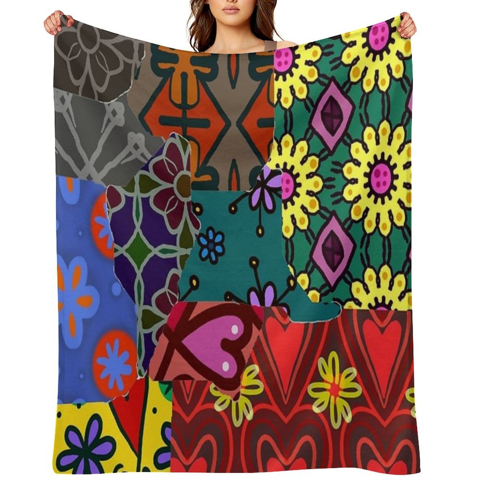 Graphic Design Pacthwork Pattern Anti-pilling Throw Blanket
