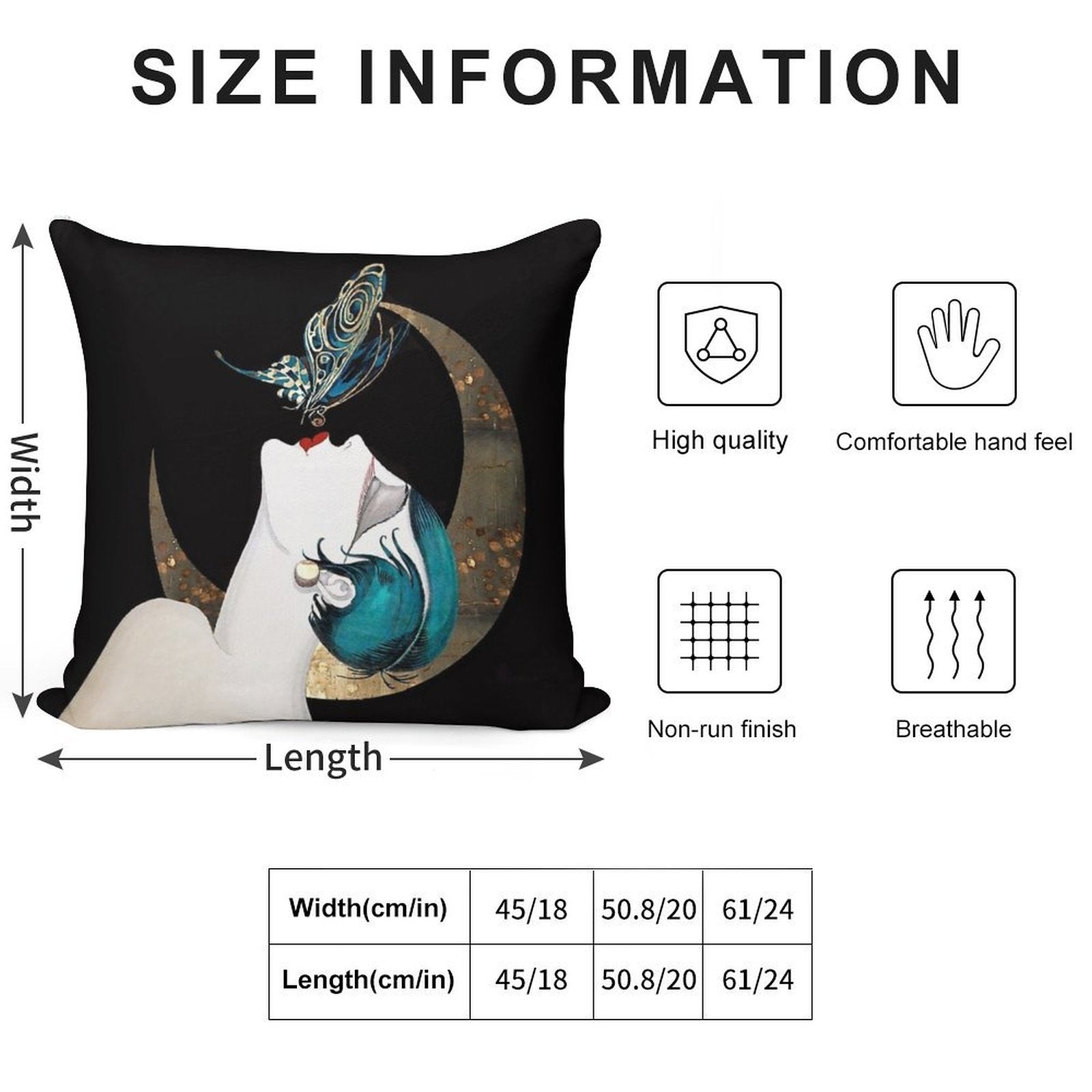 Butterfly Kiss French Art Deco Flapper Woman Remix Soft Shrink-Resistant Throw Pillow