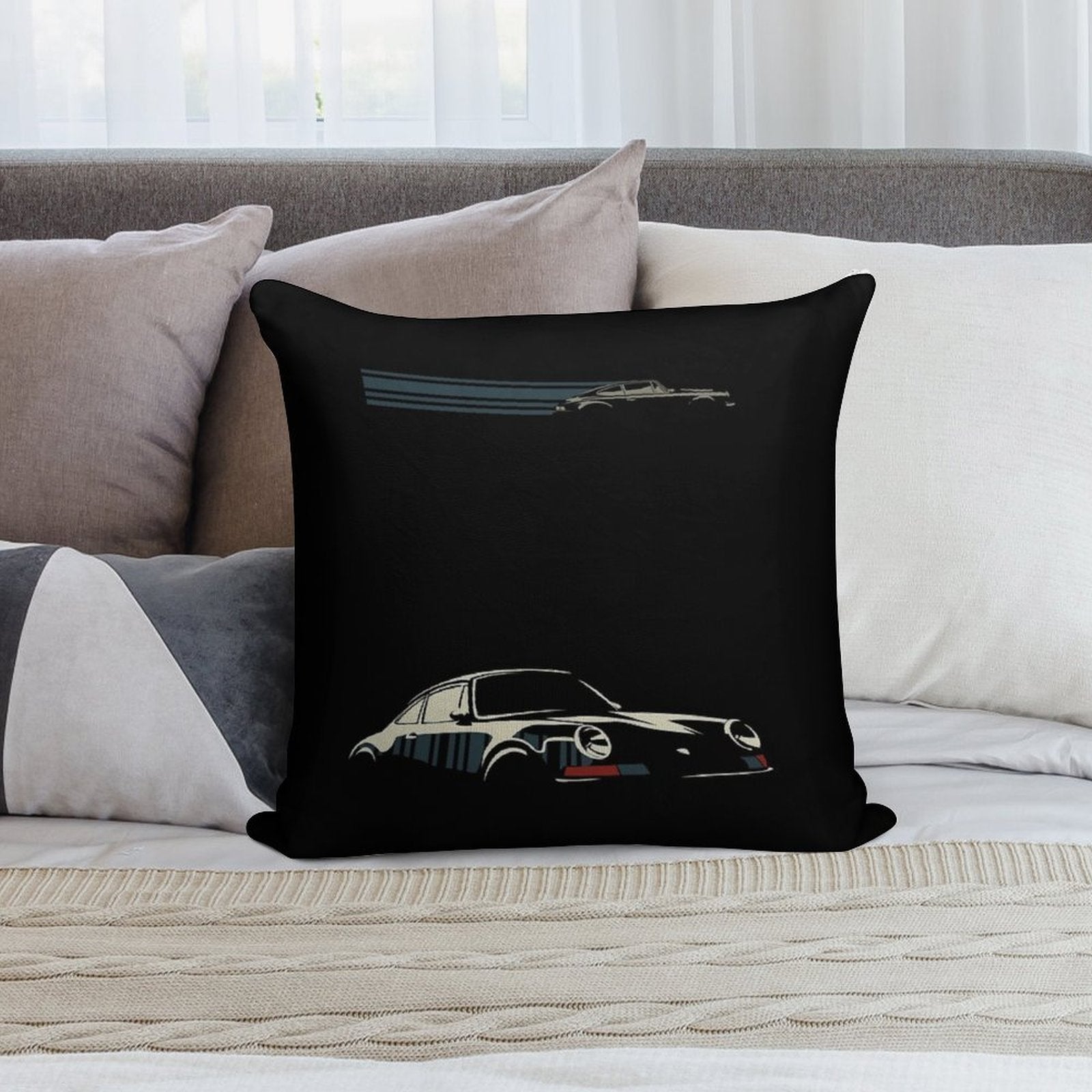 Minimalist Porsche Soft Reinforced Edging Throw Pillow