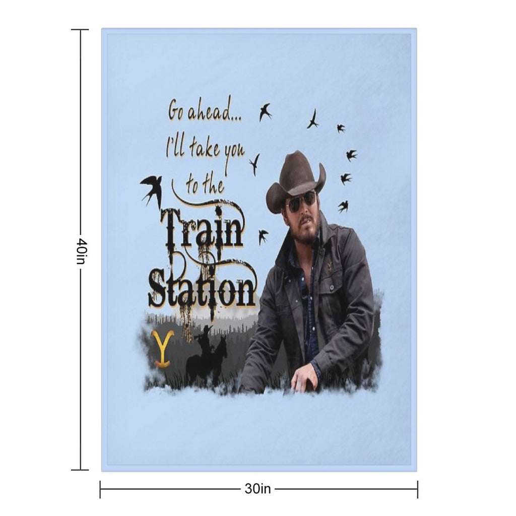 Go Ahead I'll Take You To The Train Station Rip Wheelerr Yellowstoneb American Tv Series Logo Multi-functional Throw Blanket