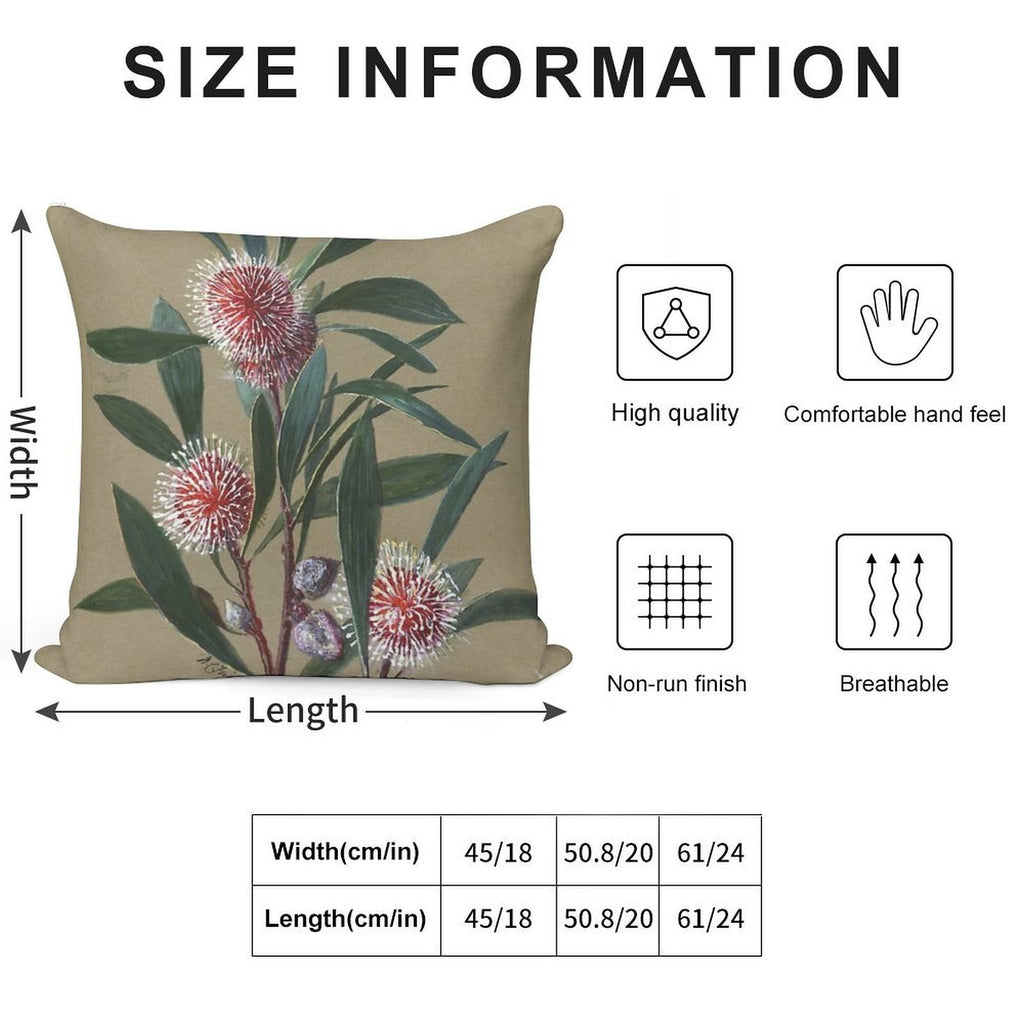 Australian Wildflower Watercolor Pincushion Hakea Soft High-Density Material Throw Pillow