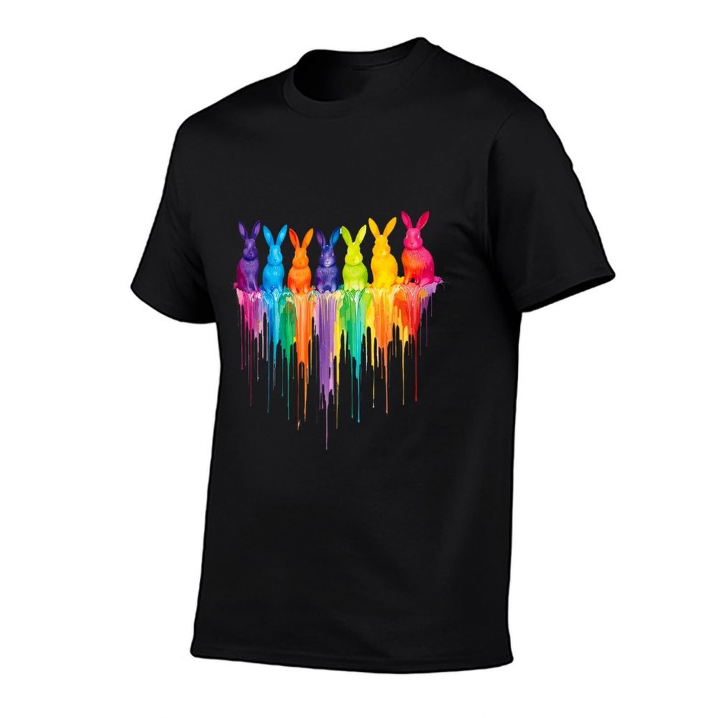 Vibrant Rainbow Bunnies Dripping Colors Easter  Lightweight T-Shirt
