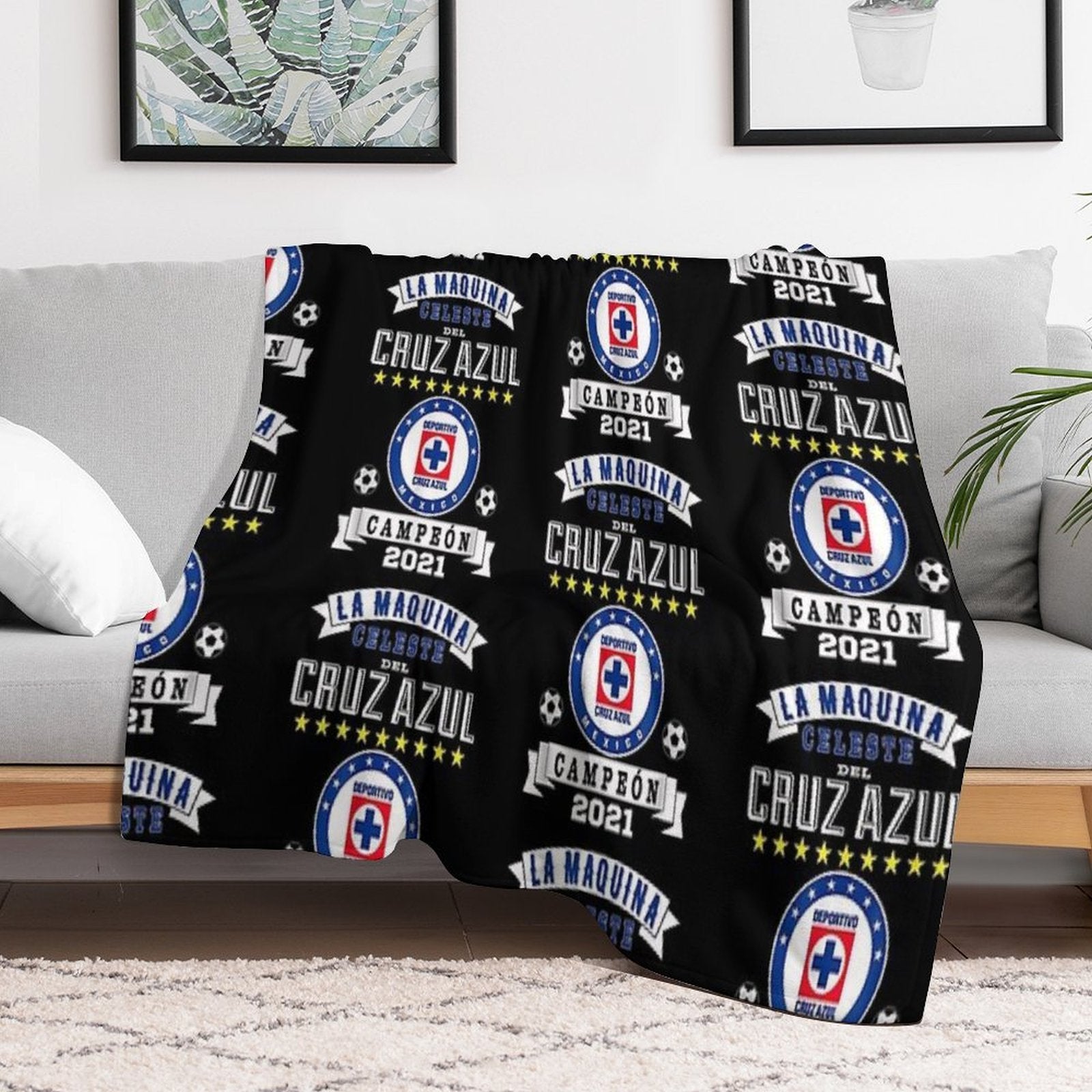 Cruz-Azul Campeon 2021 Futbol Mexicano La Maquina Celeste Shrink-resistant Throw Blanket