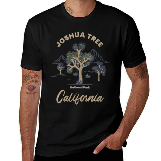 Womens Joshua Tree National Park California Desert Landscape  Rolled Sleeves T-Shirt