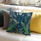 Peacock Chinoiserie (teal) Soft Luxury Feel Throw Pillow