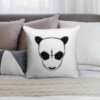 Cro Rapper Mask, Glitch Effect, Blackwhite, Transparent Soft Luxury Feel Throw Pillow