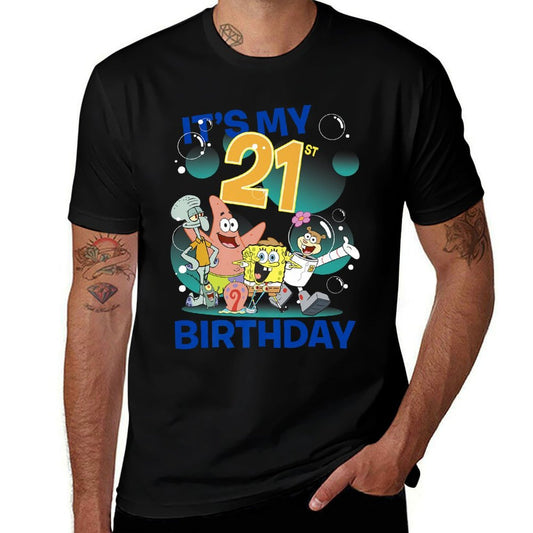 SpongeBob SquarePants It's My 21st Birthday Group Shot Premium  Tagless Design T-Shirt