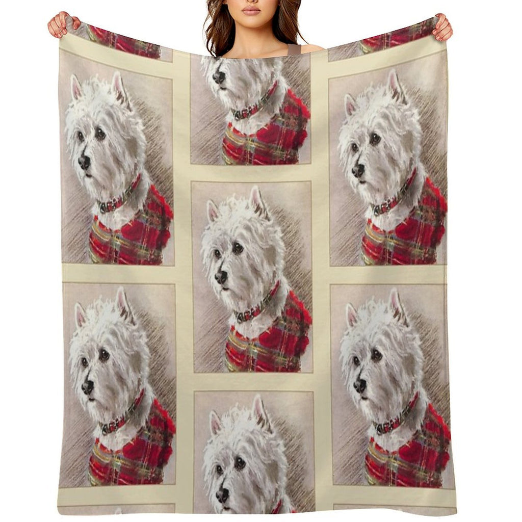 Scottish Highland Westie Dog Quick-dry Throw Blanket