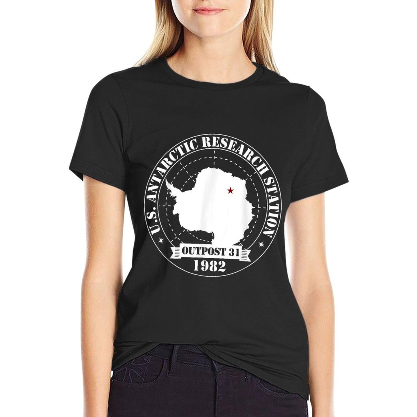 US Antarctic Research Station Outpost 31 Year 1982  Slim-fit Cut T-Shirt