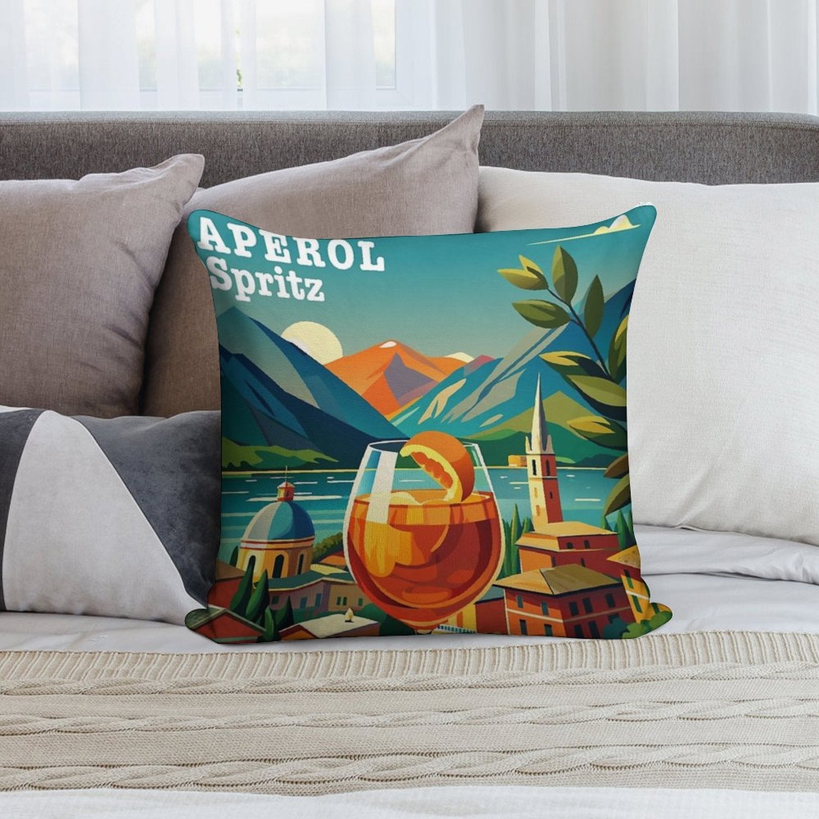Aperol Spritz Poster Soft Home Decor Throw Pillow