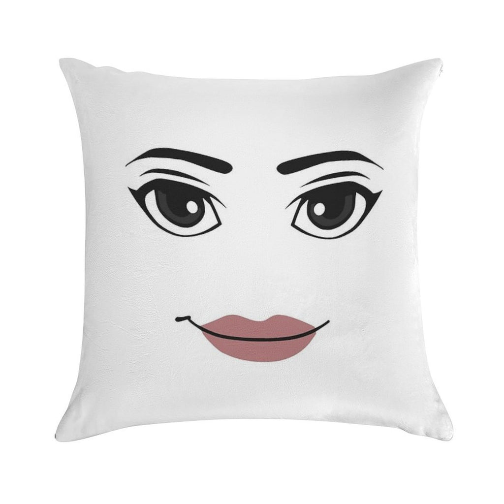The Woman Face Soft Short Plush Fabric Throw Pillow