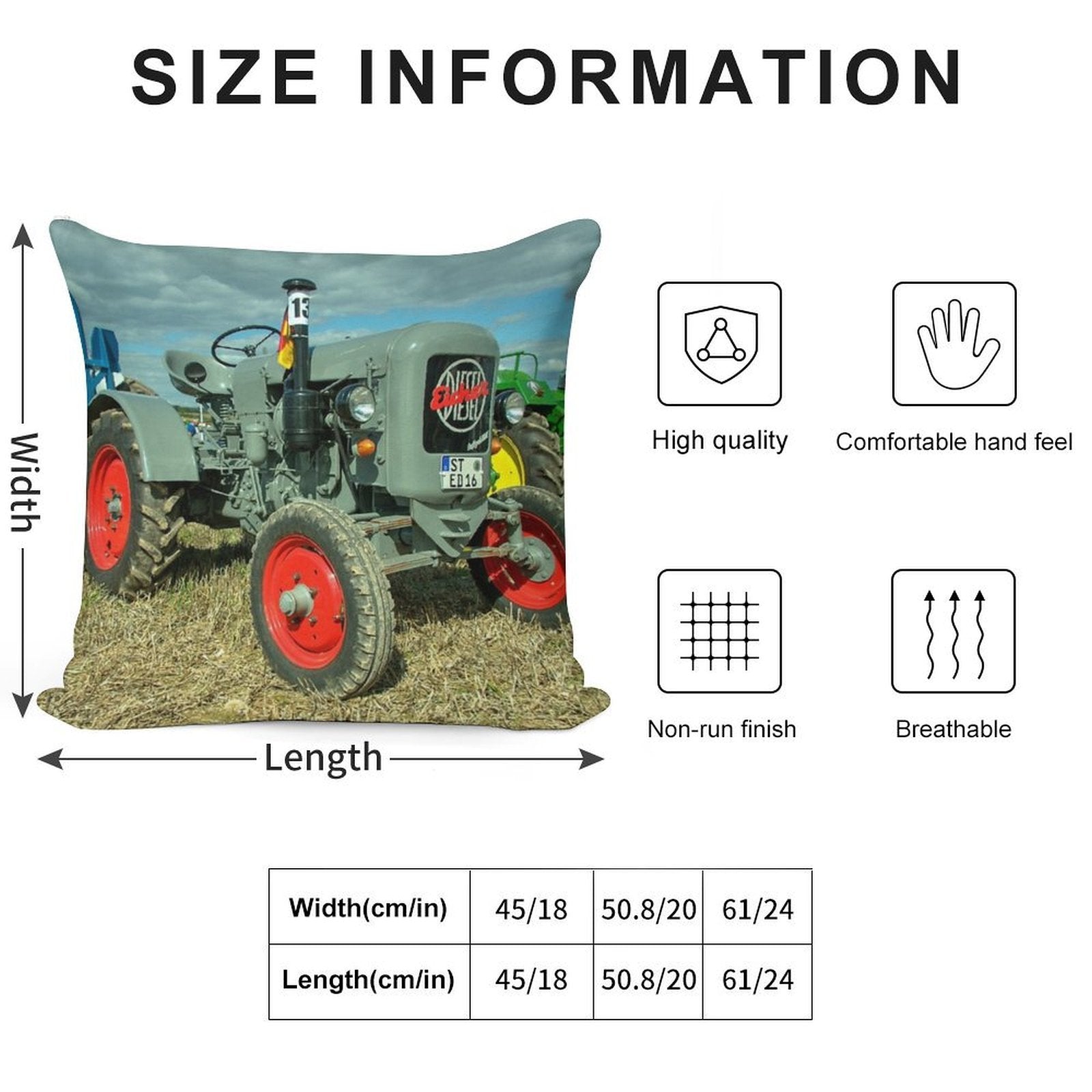 Eicher Diesel Tractor Soft Skin-Friendly Throw Pillow