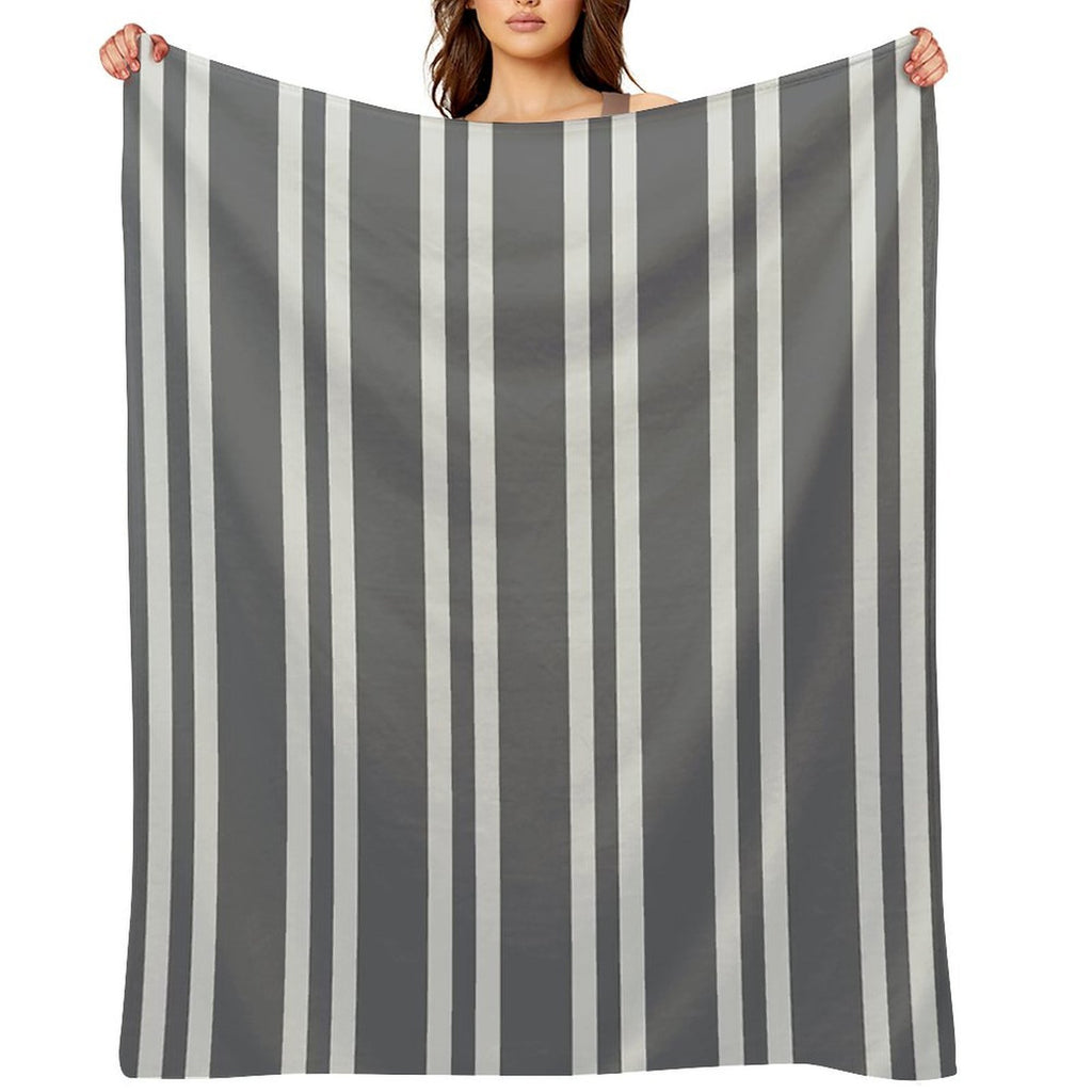Gray Stripes Plush Throw Blanket