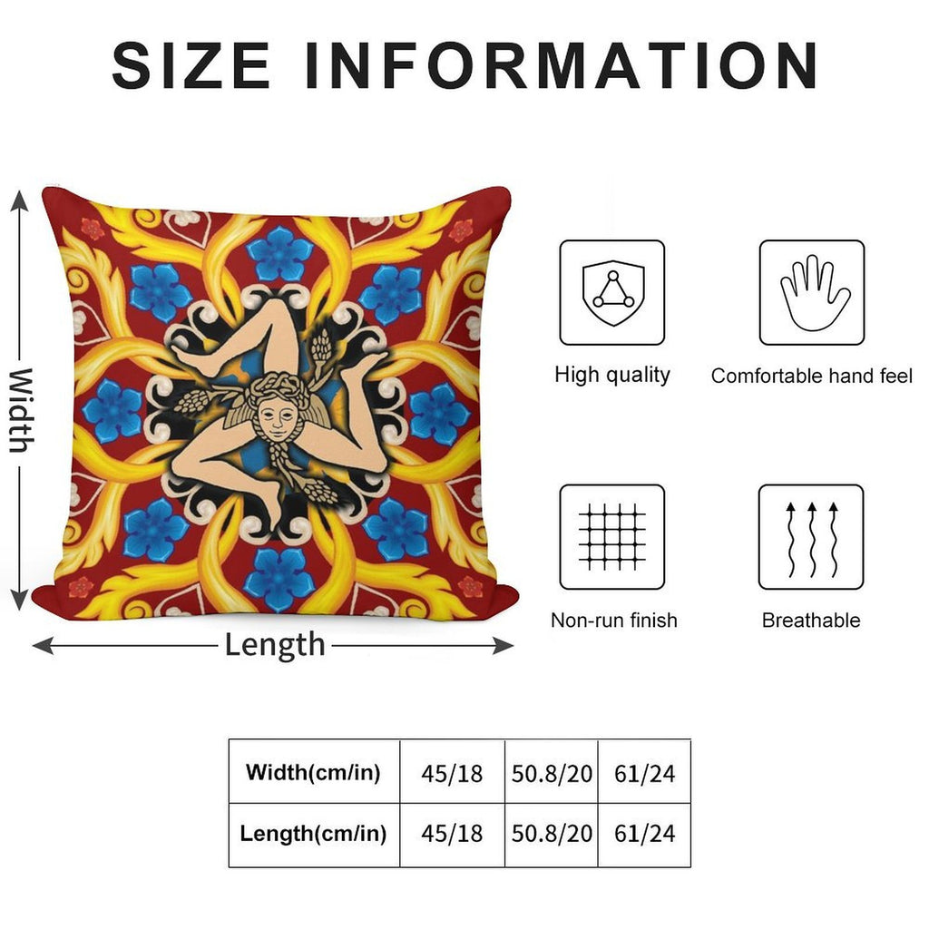 Sicilia Triscele Trinacria Maioliche Soft Fade-Resistant Throw Pillow