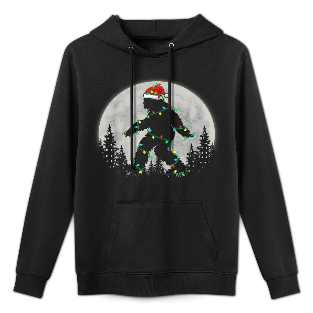 Santa Bigfoot Christmas Lights Rock Funny Sasquatch Believe Machine Washable Hoodie
