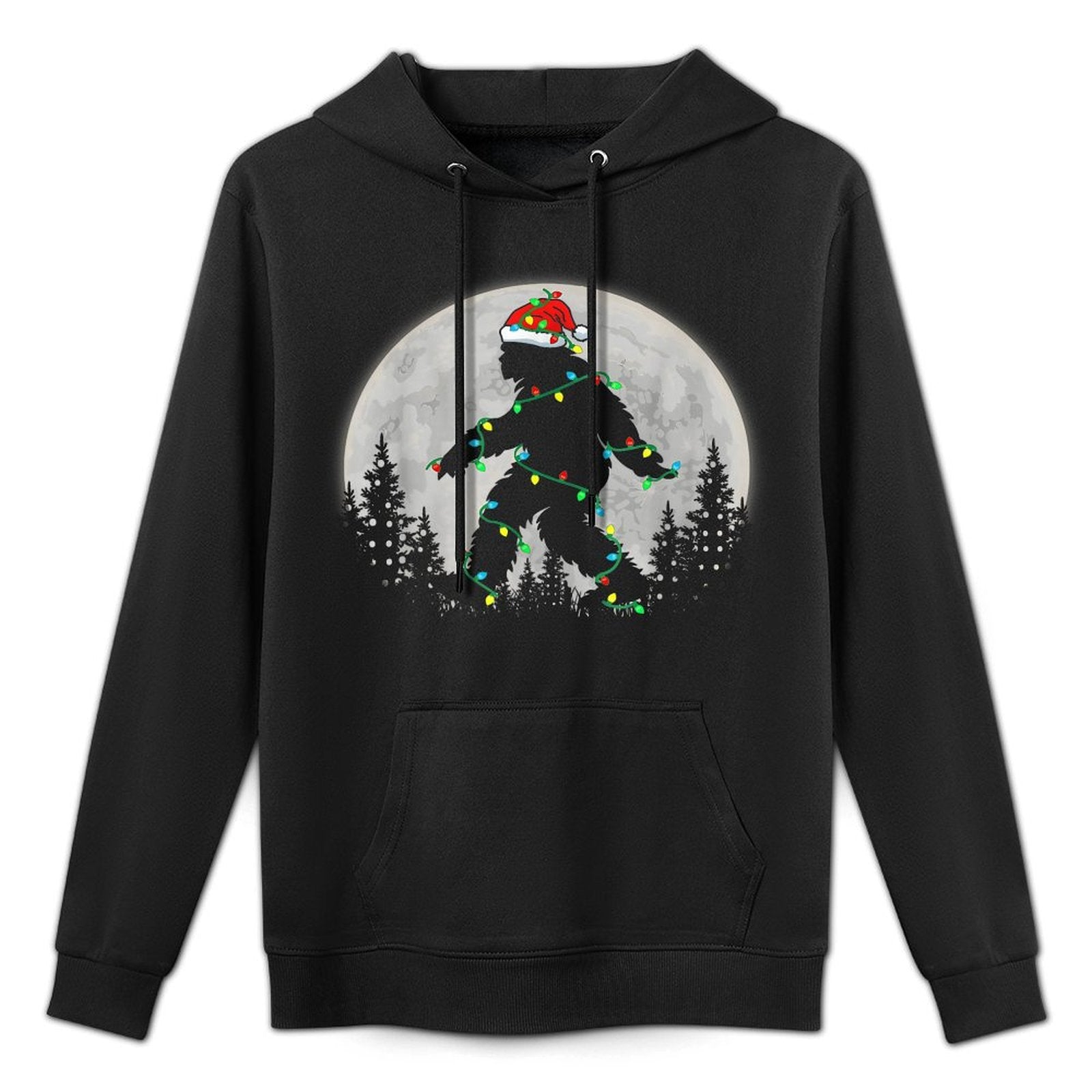 Santa Bigfoot Christmas Lights Rock Funny Sasquatch Believe Machine Washable Hoodie