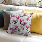 Pink Springtime Magnolia Blossom Soft Luxury Feel Throw Pillow