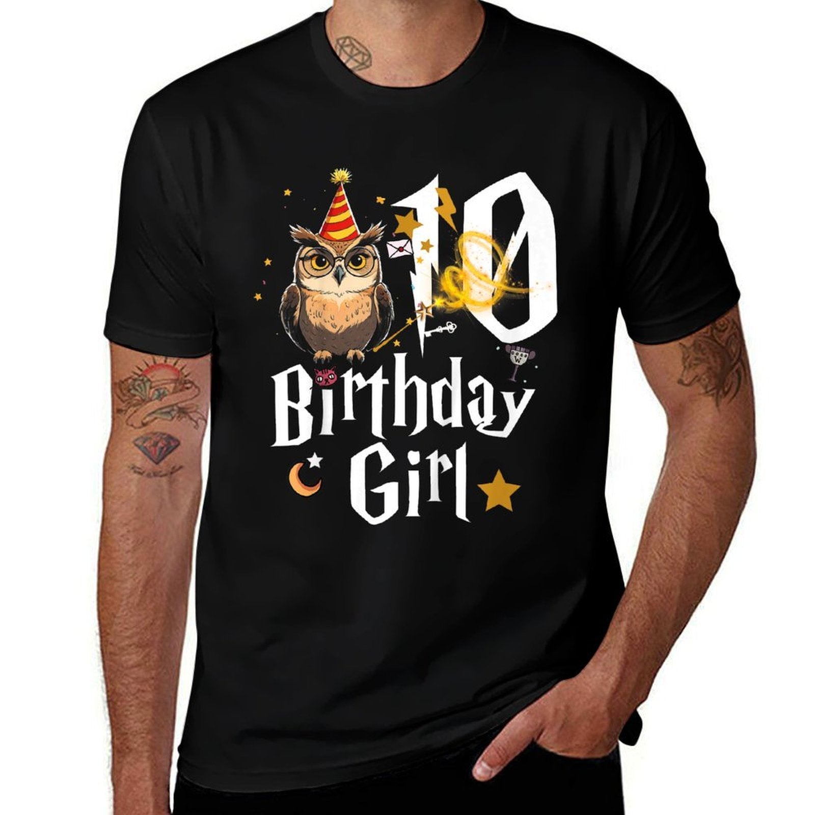 Kids 10th Birthday Girl Party  Birthday Girl Wizard Magic Bday  Graphic-printed T-Shirt
