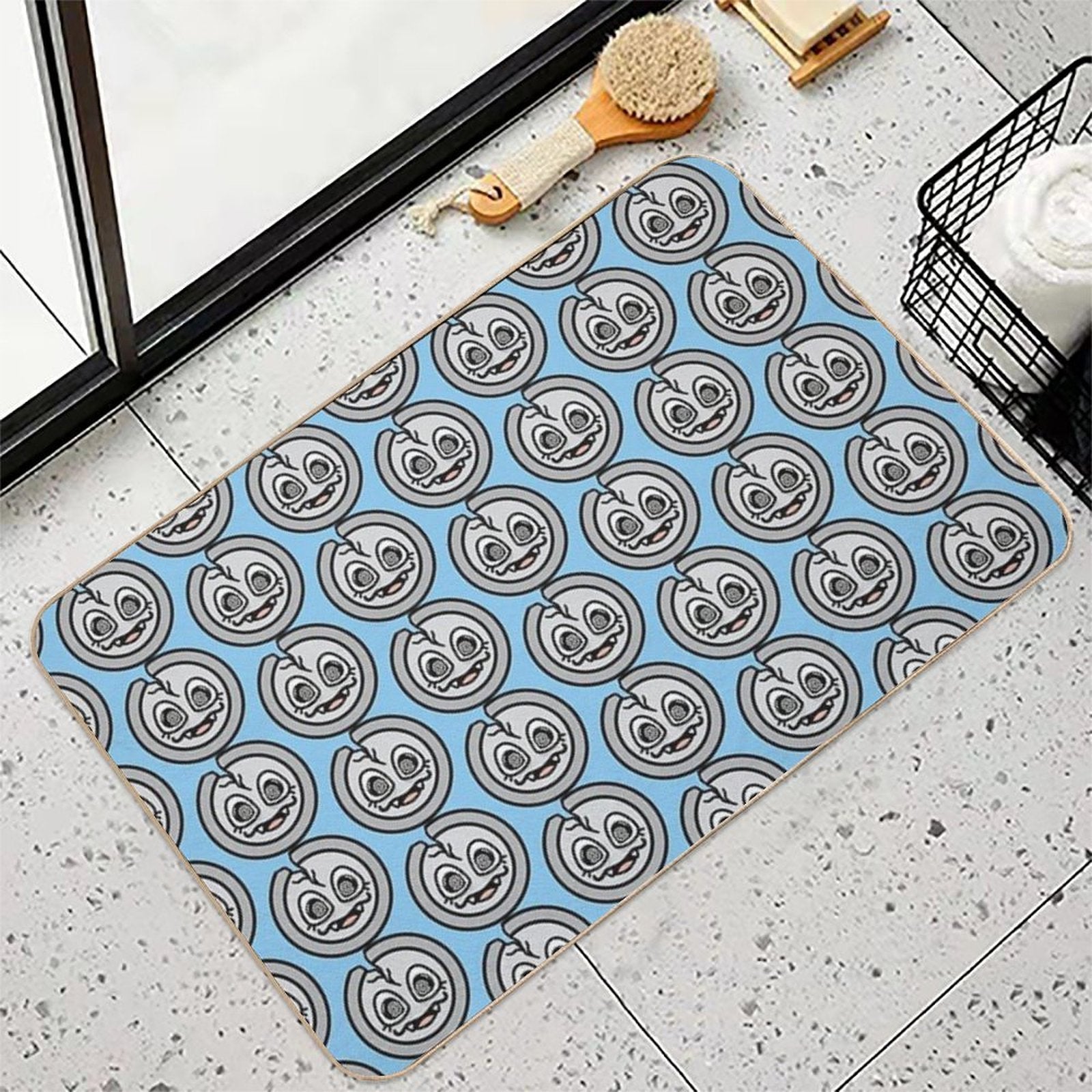 Spooky Cracked Silver Coin  Absorbent Bath Mat