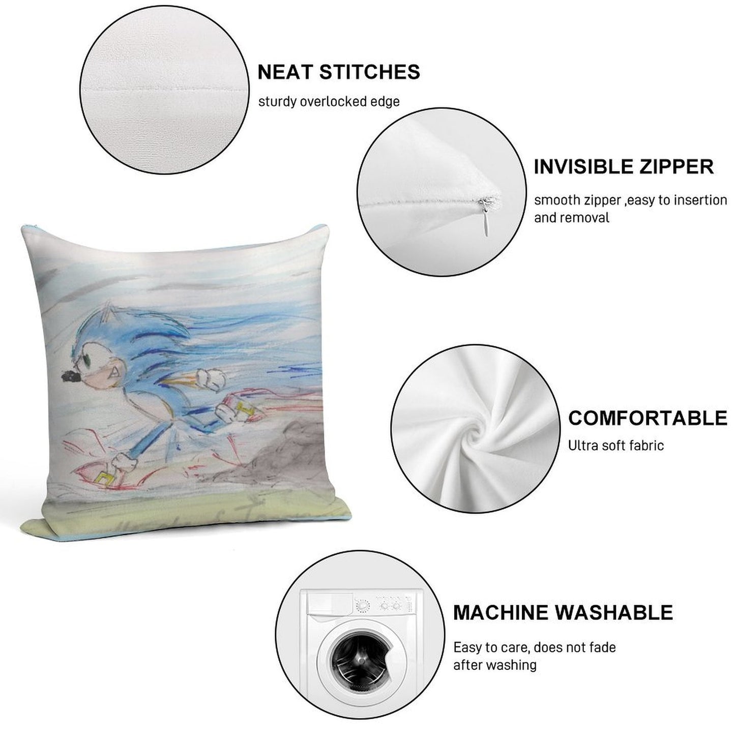 Sonic on The Run Soft Multiple Sizes Throw Pillow