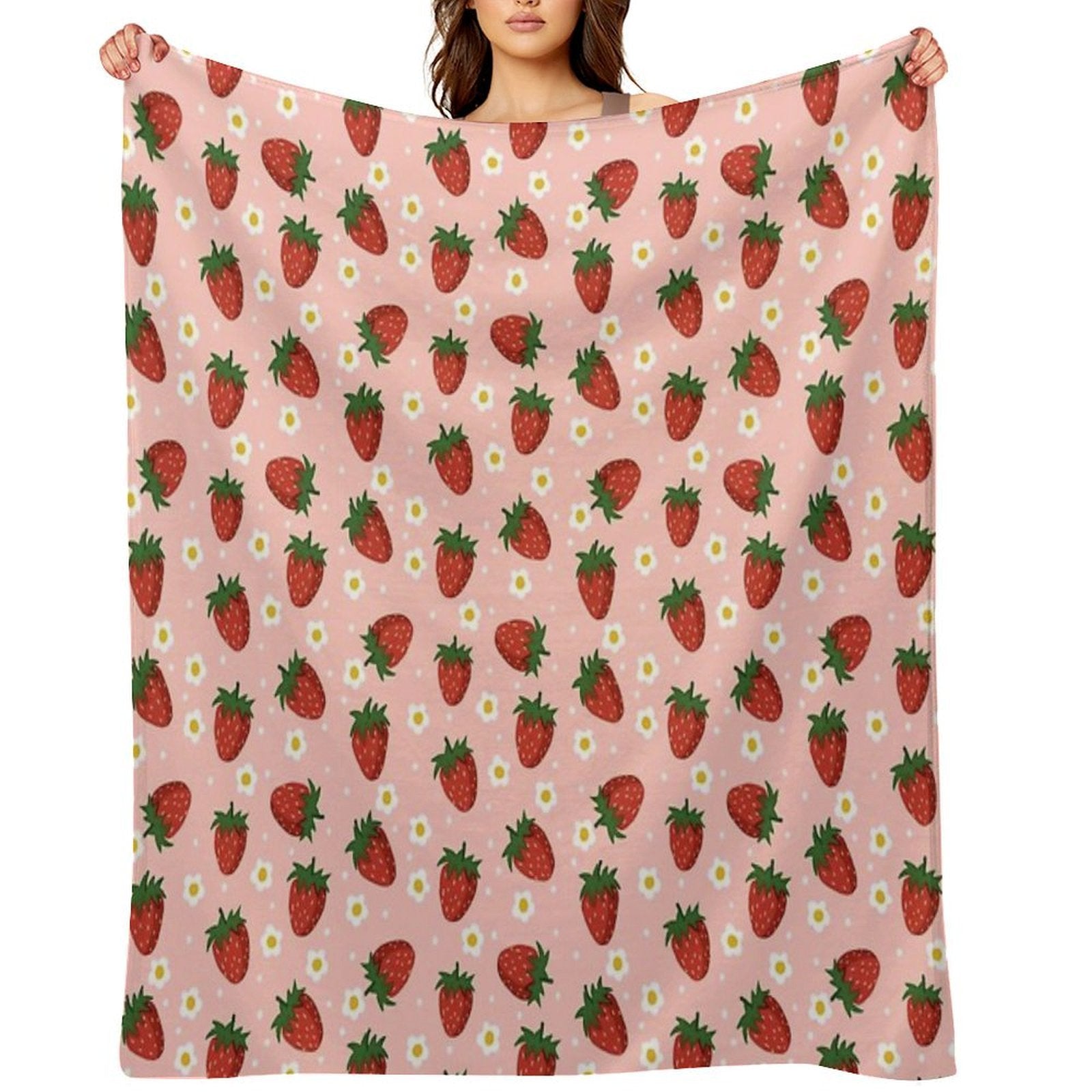 STRAWBERRY AND FLOWER PATTERN  VSCO Lightweight Throw Blanket