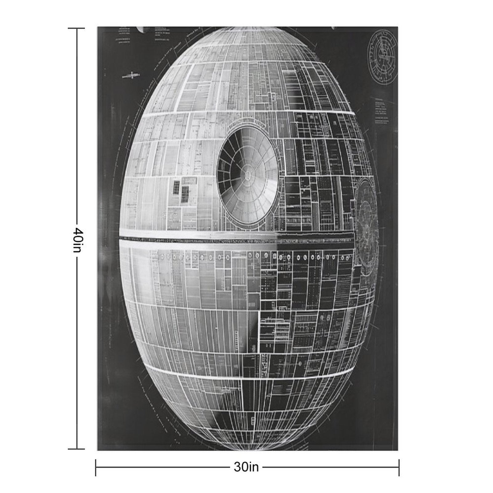 Death Star Blueprint Starship Fan Art Eco-conscious Throw Blanket