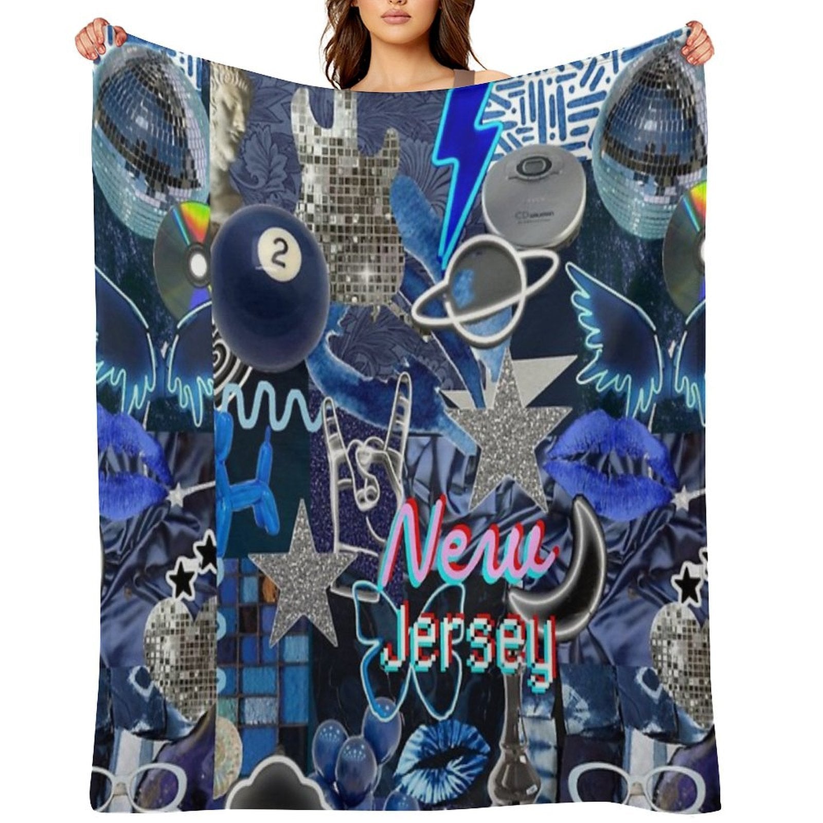 New Jersey COLLAGE Machine-washable Throw Blanket
