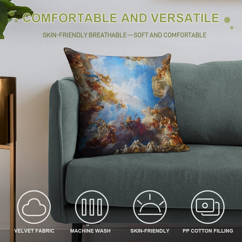 Ceiling Painting in Hercules Room of The Chateau De Versailles - France Soft Fade-Resistant Throw Pillow