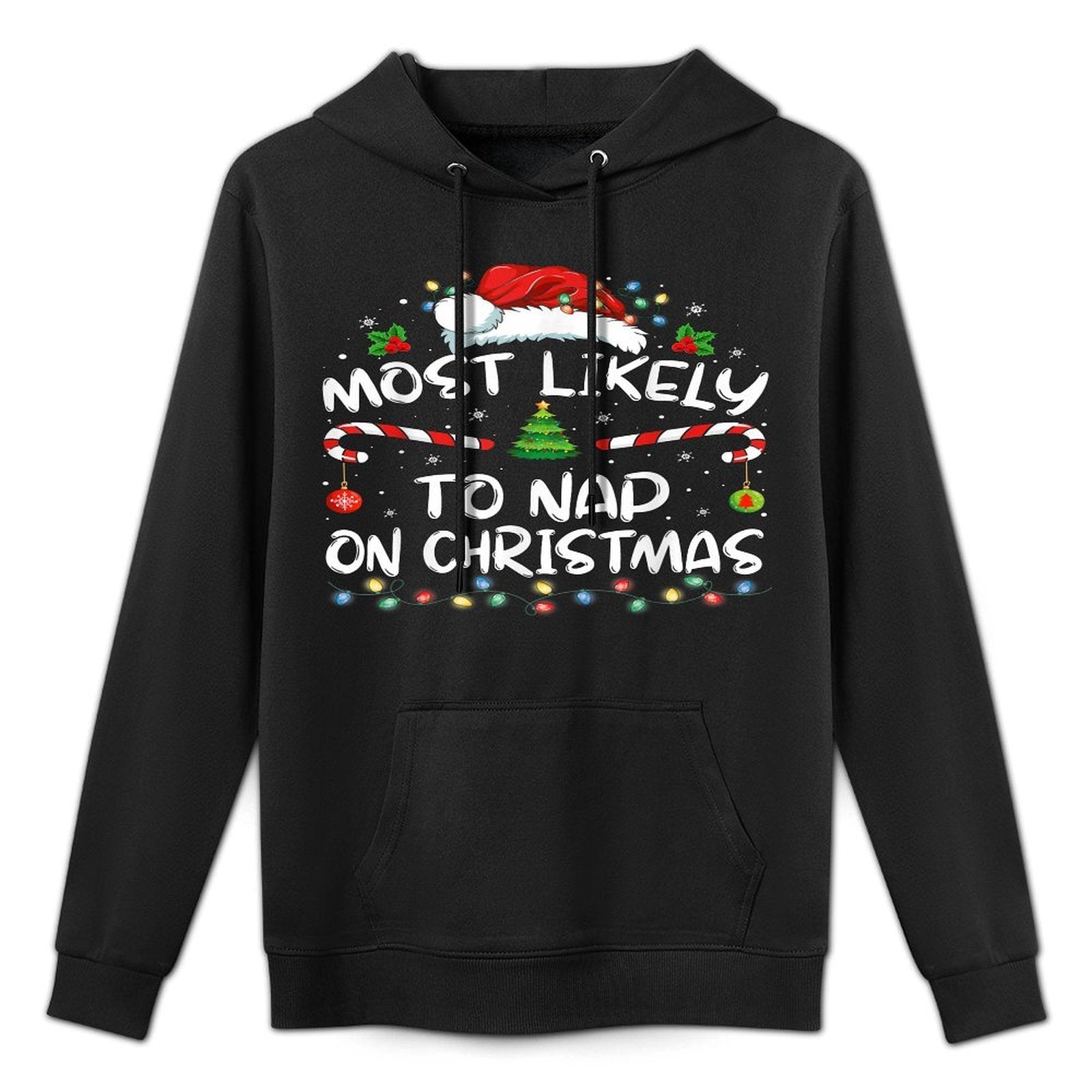 Most Likely To Nap On Christmas Family Christmas Pajamas Easy Care Hoodie