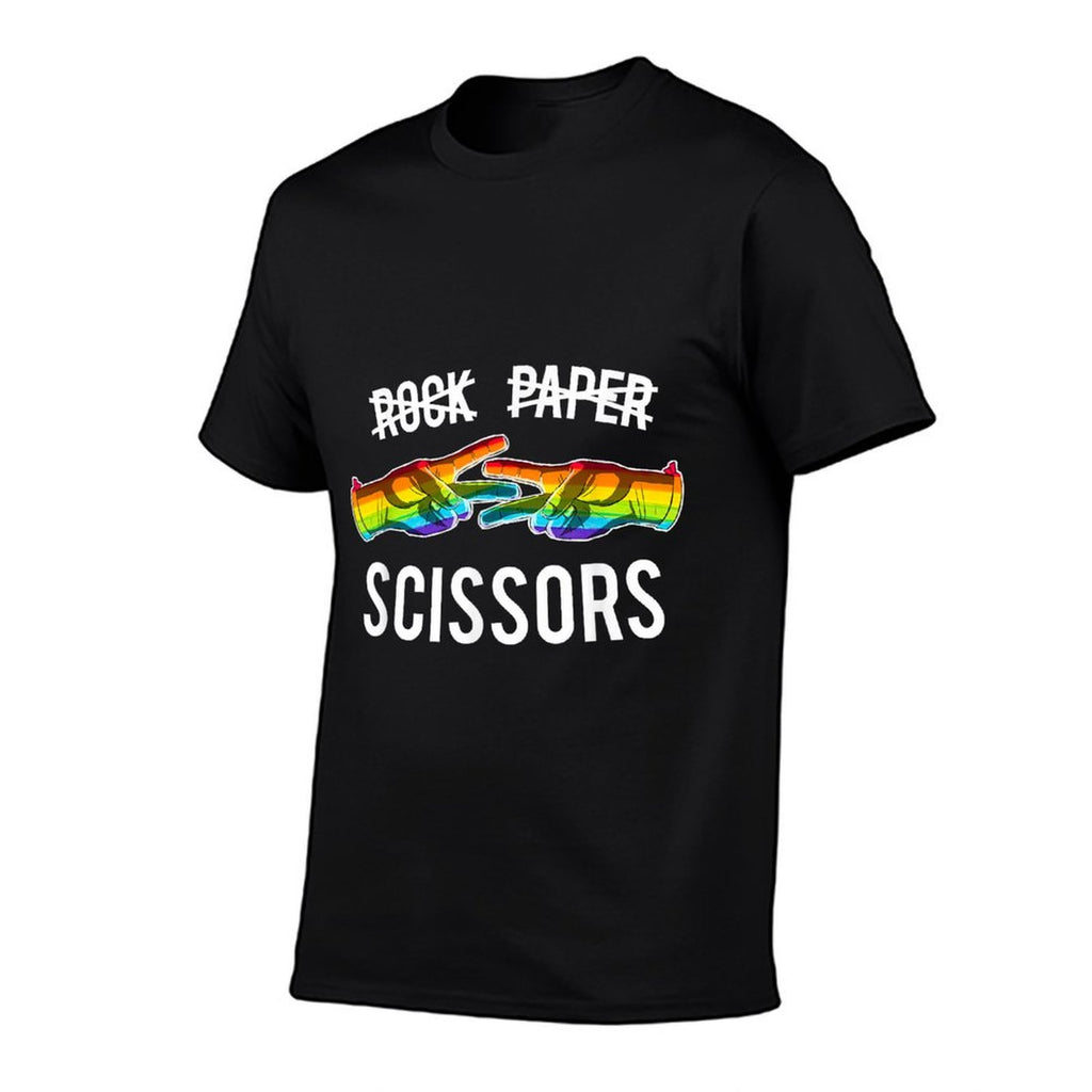 Rock Paper Scissors Lesbian Pride Rainbow LGBT  Polyester Blend T-Shirt