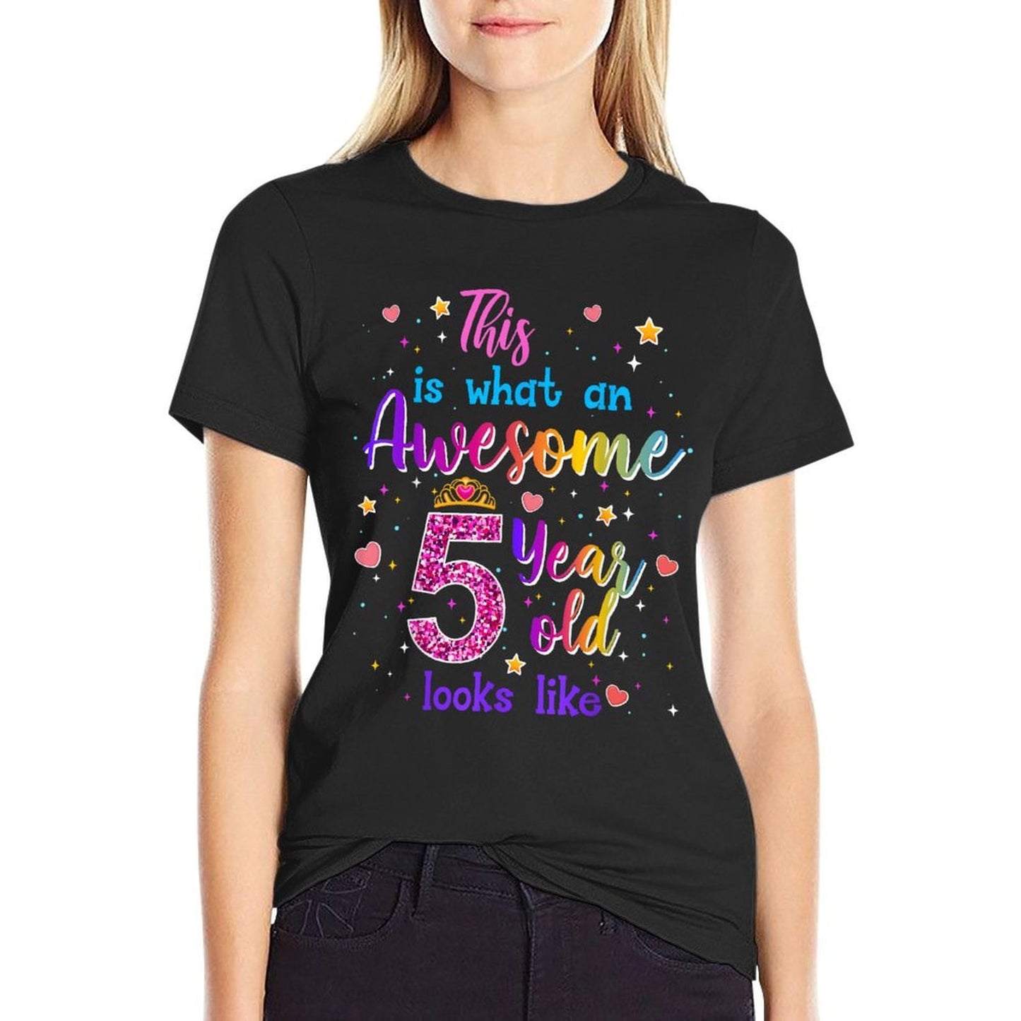 This Is What An Awesome 5 Year Old Looks Like  Polyester Blend T-Shirt