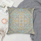 Gypsy Floral in Soft Neutrals, Grey & Yellow on Sage Soft Easy Maintenance Throw Pillow