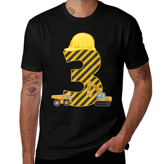 Three 3yr 3rd Birthday Construction Outfit Boy 3 Years Old  Relaxed-fit T-Shirt