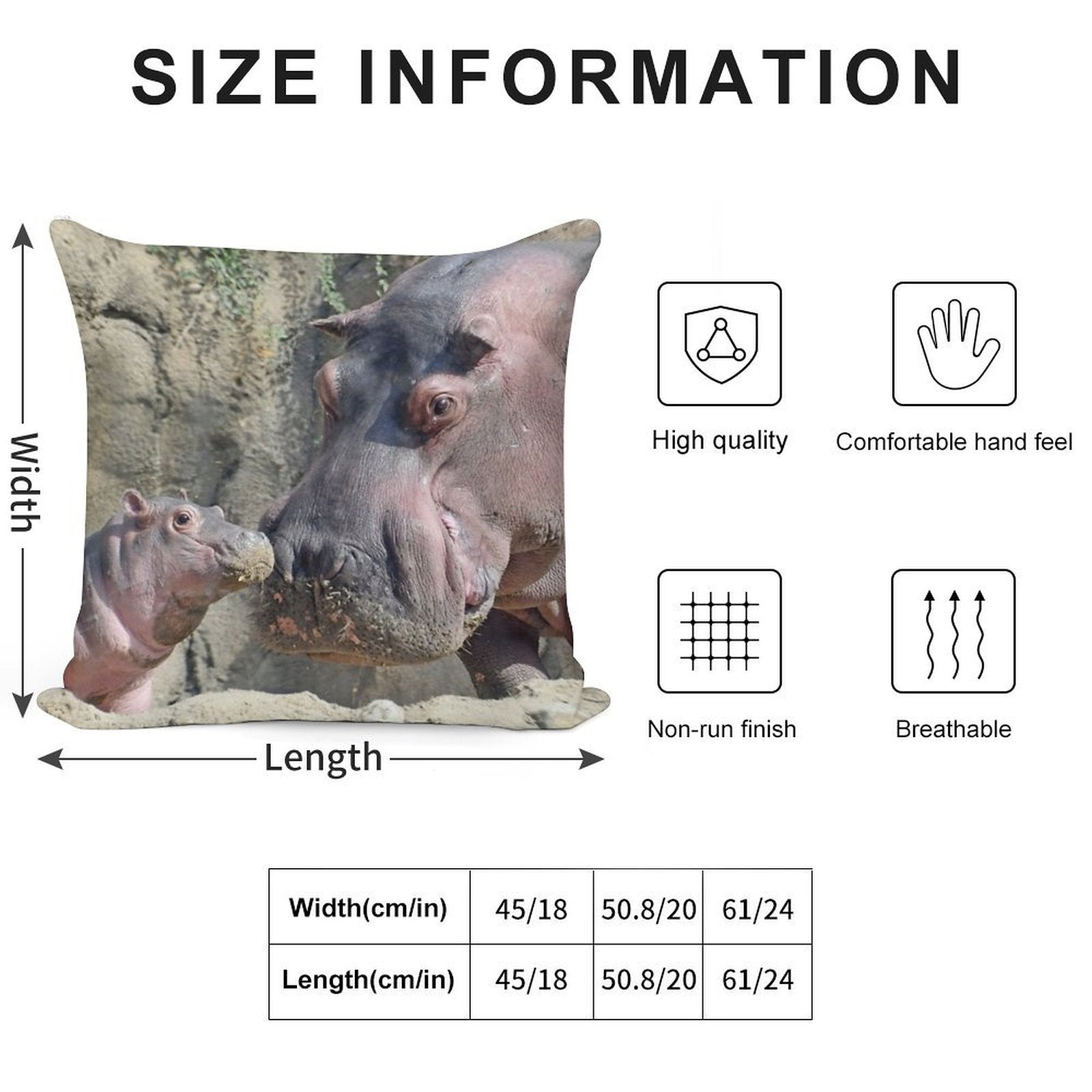 Fritz And Tucker The Hippos at The Cincinnati Zoo Soft Easy Maintenance Throw Pillow