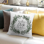 Unto Us A Child Is Born Pine Wreath Soft Shrink-Resistant Throw Pillow