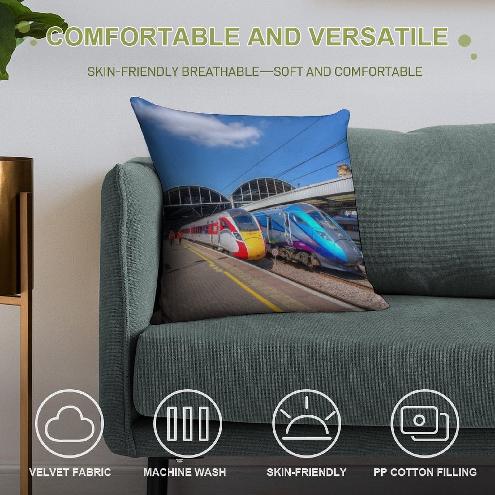 Newcastle Rail Future Soft High-Density Material Throw Pillow
