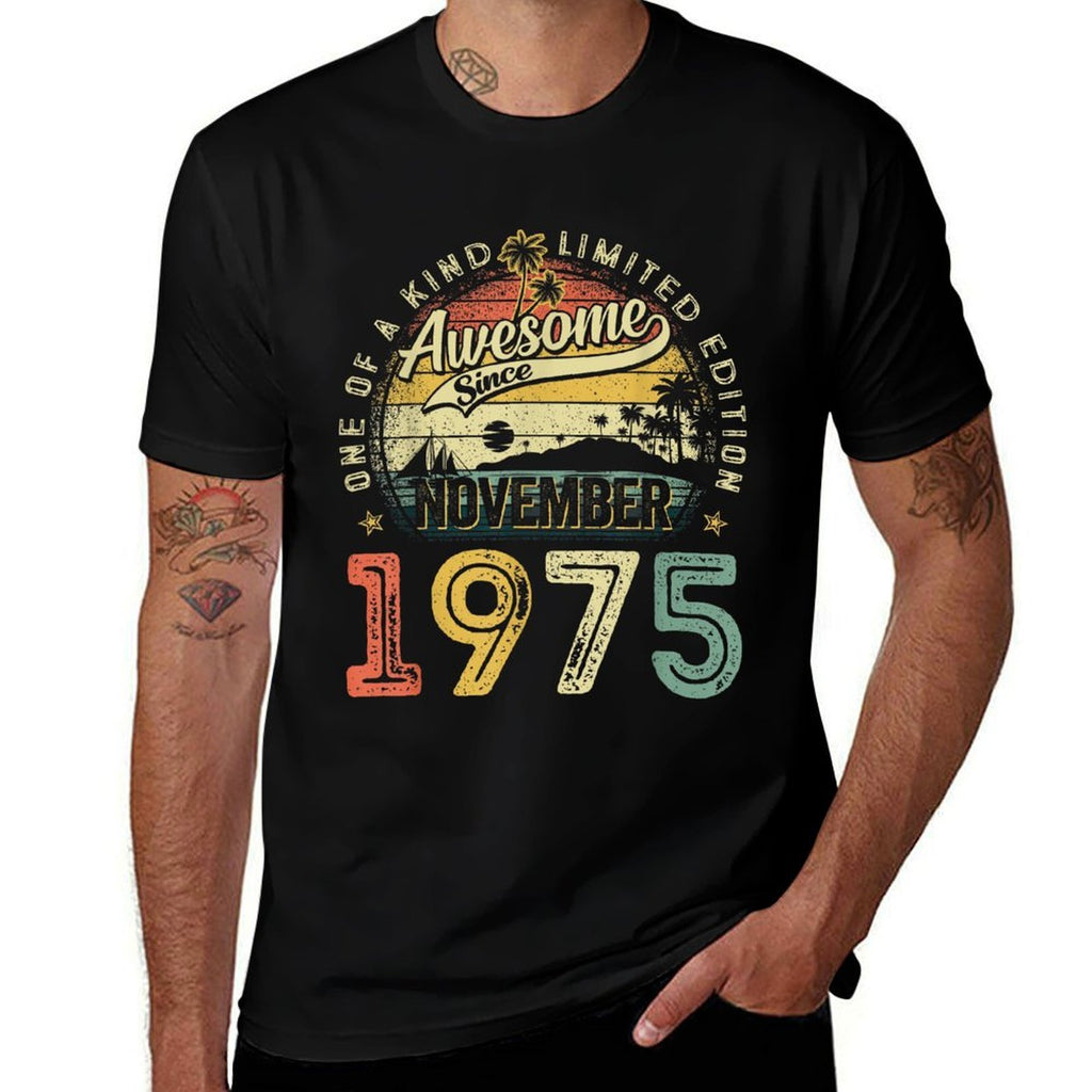 50 Years Old Vintage November 1975 Retro 50th Birthday Men  Relaxed-fit T-Shirt