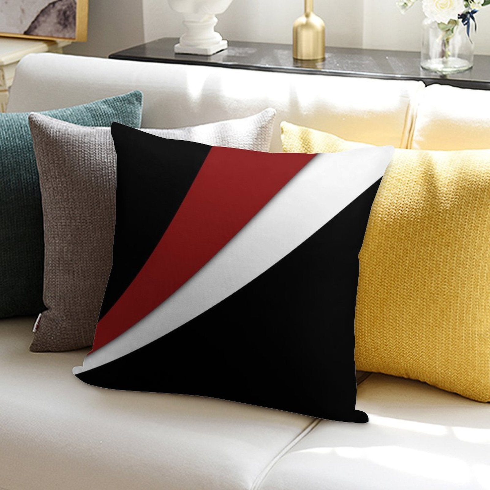 Decorative Red And White Soft Warmth Comfort Throw Pillow