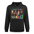 Dare to Be Yourself Autism Awareness Superheroes Men Women Cotton-Polyester Blend Hoodie