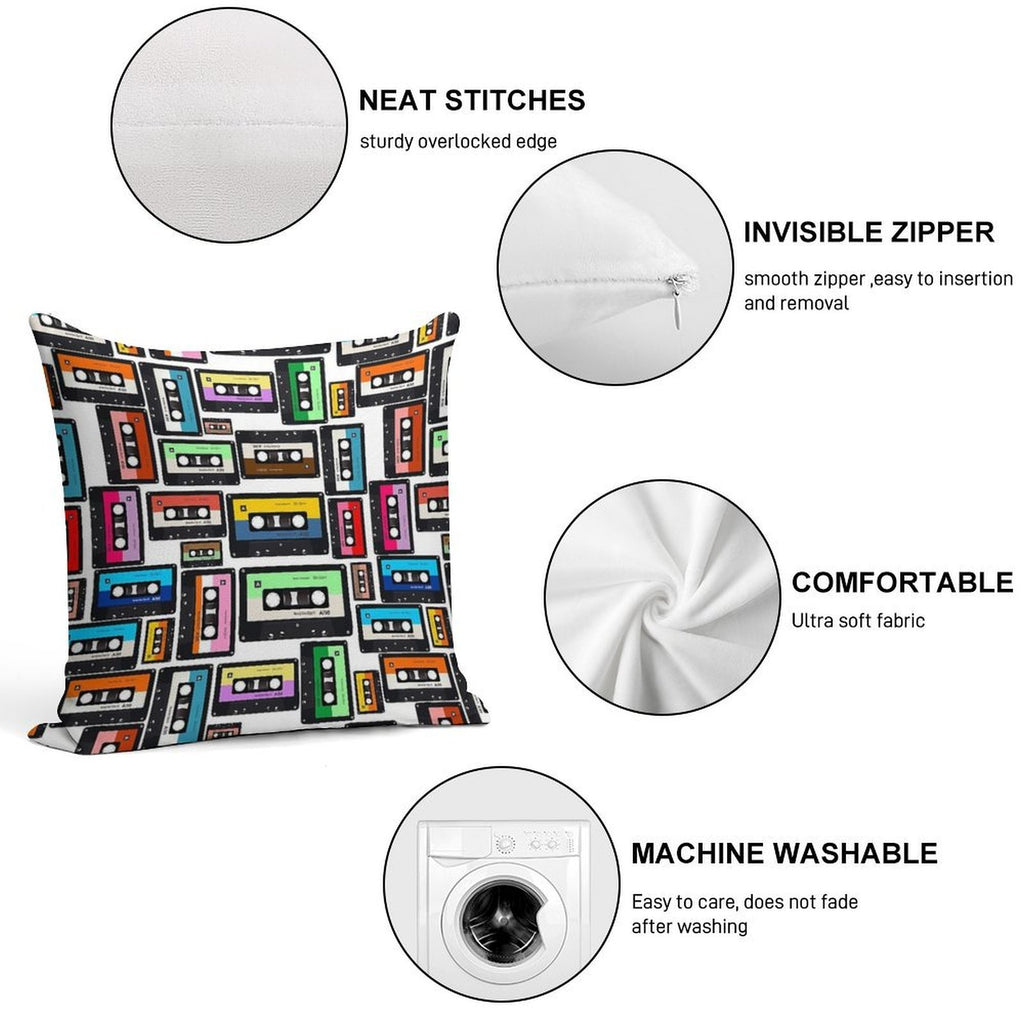 Cassette Vinyl Record Soft Durable Construction Throw Pillow
