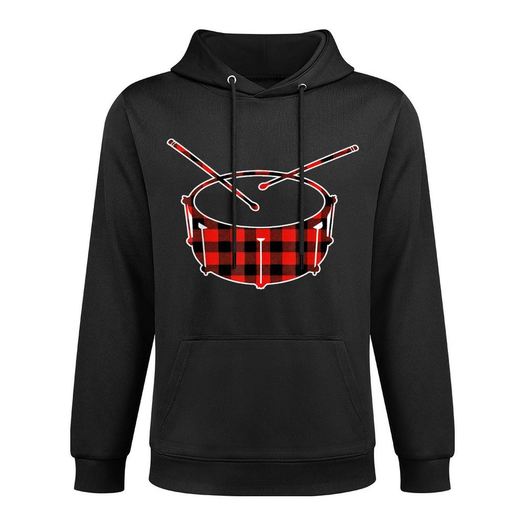 Red Buffalo Plaid Pajama Drum Christmas Colorfast Hoodie