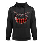 Red Buffalo Plaid Pajama Drum Christmas Colorfast Hoodie